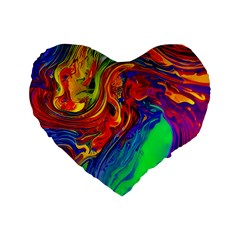 Waves Of Colorful Abstract Liquid Art Standard 16  Premium Flano Heart Shape Cushions by GardenOfOphir