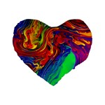 Waves Of Colorful Abstract Liquid Art Standard 16  Premium Flano Heart Shape Cushions Front