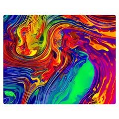 Waves Of Colorful Abstract Liquid Art Premium Plush Fleece Blanket (medium) by GardenOfOphir