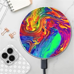 Waves Of Colorful Abstract Liquid Art Wireless Fast Charger(white) by GardenOfOphir