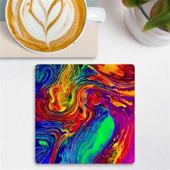 Waves Of Colorful Abstract Liquid Art Uv Print Square Tile Coaster  by GardenOfOphir