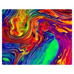 Waves Of Colorful Abstract Liquid Art One Side Premium Plush Fleece Blanket (medium)