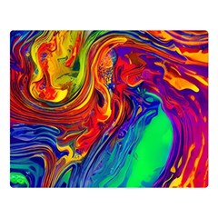 Waves Of Colorful Abstract Liquid Art One Side Premium Plush Fleece Blanket (large) by GardenOfOphir