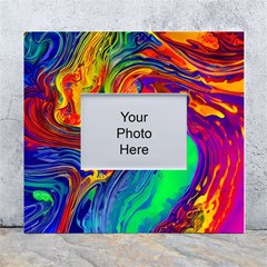 Waves Of Colorful Abstract Liquid Art White Wall Photo Frame 5  X 7  by GardenOfOphir