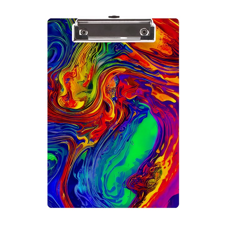 Waves Of Colorful Abstract Liquid Art A5 Acrylic Clipboard