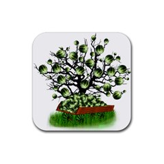 Watermelon Tree Abstraction On Watermelon Abundance Rubber Coaster (square) by Wegoenart