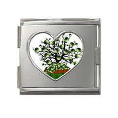 Watermelon Tree Abstraction On Watermelon Abundance Mega Link Heart Italian Charm (18mm)