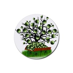 Watermelon Tree Abstraction On Watermelon Abundance Rubber Coaster (round) by Wegoenart