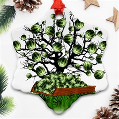 Watermelon Tree Abstraction On Watermelon Abundance Snowflake Ornament (two Sides)