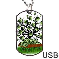 Watermelon Tree Abstraction On Watermelon Abundance Dog Tag Usb Flash (one Side) by Wegoenart