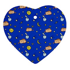 Cat Animals Sleep Stars Seamless Background Ornament (Heart)