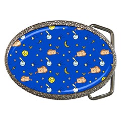 Cat Animals Sleep Stars Seamless Background Belt Buckles