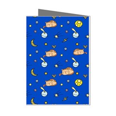 Cat Animals Sleep Stars Seamless Background Mini Greeting Cards (Pkg of 8)