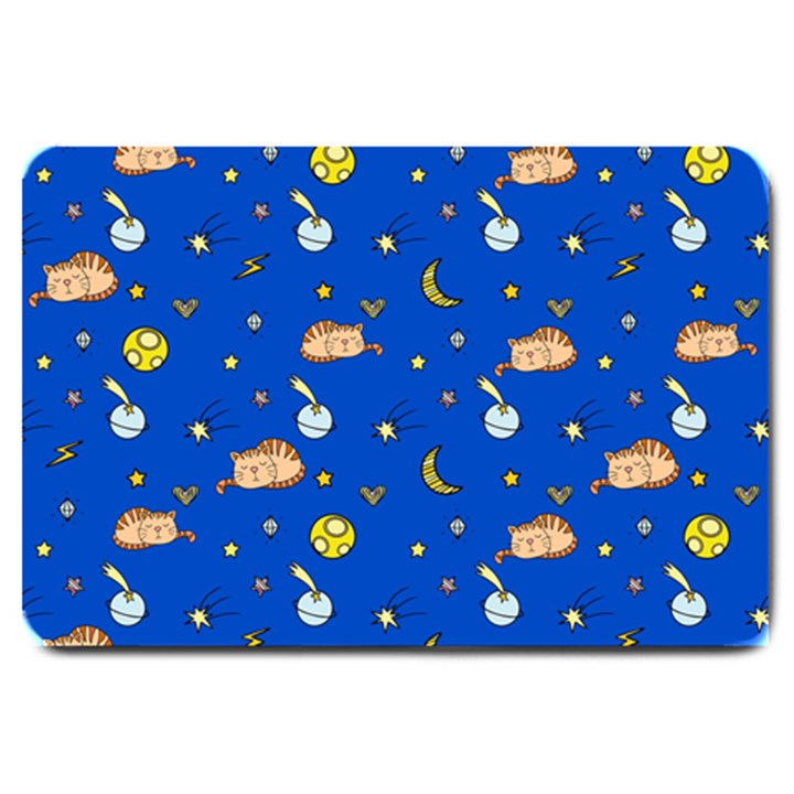 Cat Animals Sleep Stars Seamless Background Large Doormat