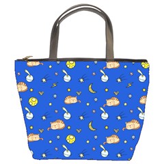 Cat Animals Sleep Stars Seamless Background Bucket Bag