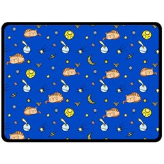 Cat Animals Sleep Stars Seamless Background One Side Fleece Blanket (Large)