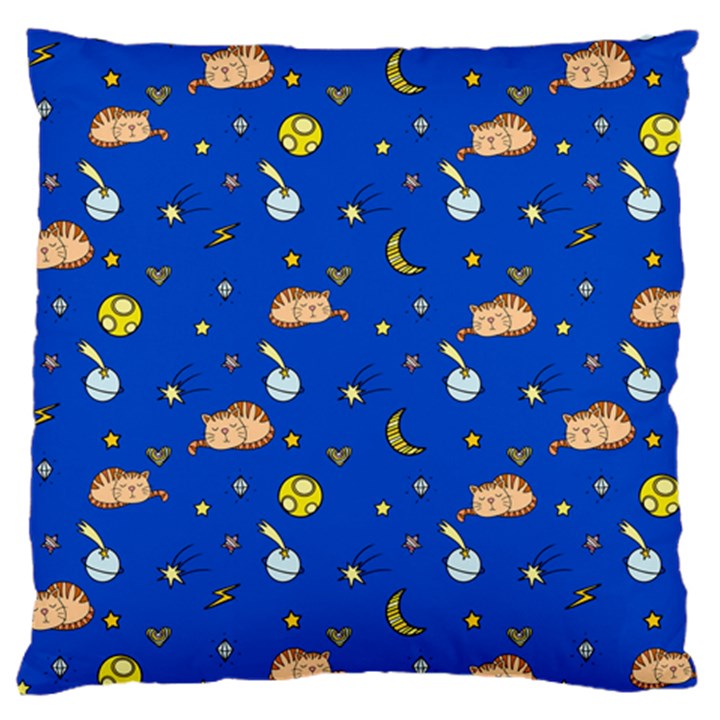 Cat Animals Sleep Stars Seamless Background Large Cushion Case (Two Sides)