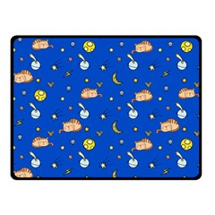 Cat Animals Sleep Stars Seamless Background Fleece Blanket (Small)