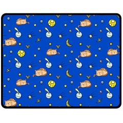 Cat Animals Sleep Stars Seamless Background Fleece Blanket (Medium)