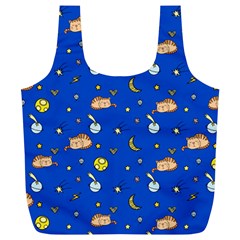 Cat Animals Sleep Stars Seamless Background Full Print Recycle Bag (XL)