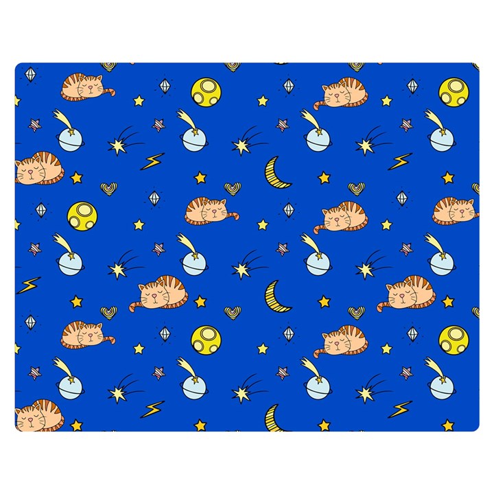 Cat Animals Sleep Stars Seamless Background Premium Plush Fleece Blanket (Medium)