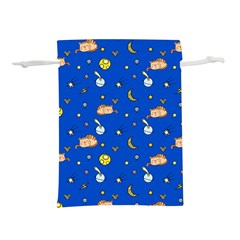 Cat Animals Sleep Stars Seamless Background Lightweight Drawstring Pouch (M)