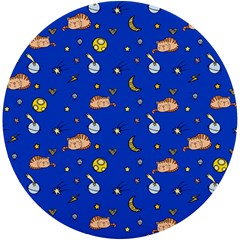 Cat Animals Sleep Stars Seamless Background Uv Print Round Tile Coaster by Wegoenart