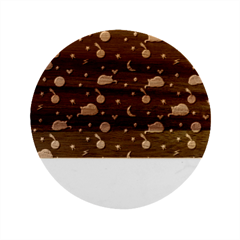 Cat Animals Sleep Stars Seamless Background Marble Wood Coaster (Round)