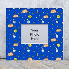 Cat Animals Sleep Stars Seamless Background White Wall Photo Frame 5  x 7 