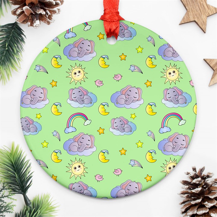 Elephant Sleeping Elephants Background Ornament (Round)