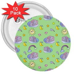 Elephant Sleeping Elephants Background 3  Buttons (10 Pack)  by Wegoenart