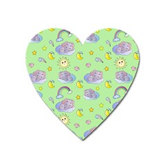 Elephant Sleeping Elephants Background Heart Magnet by Wegoenart