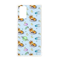 Pattern Giraffe Animal Seamless Scrapbooking Blue Samsung Galaxy Note 20 Tpu Uv Case