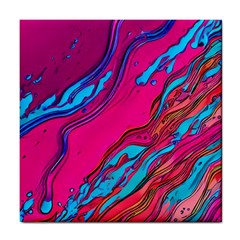 Colorful Abstract Fluid Art Tile Coaster by GardenOfOphir