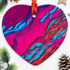 Colorful Abstract Fluid Art Ornament (heart) by GardenOfOphir