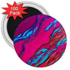 Colorful Abstract Fluid Art 3  Magnets (100 Pack) by GardenOfOphir