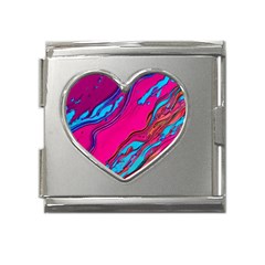 Colorful Abstract Fluid Art Mega Link Heart Italian Charm (18mm) by GardenOfOphir