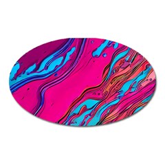 Colorful Abstract Fluid Art Oval Magnet by GardenOfOphir