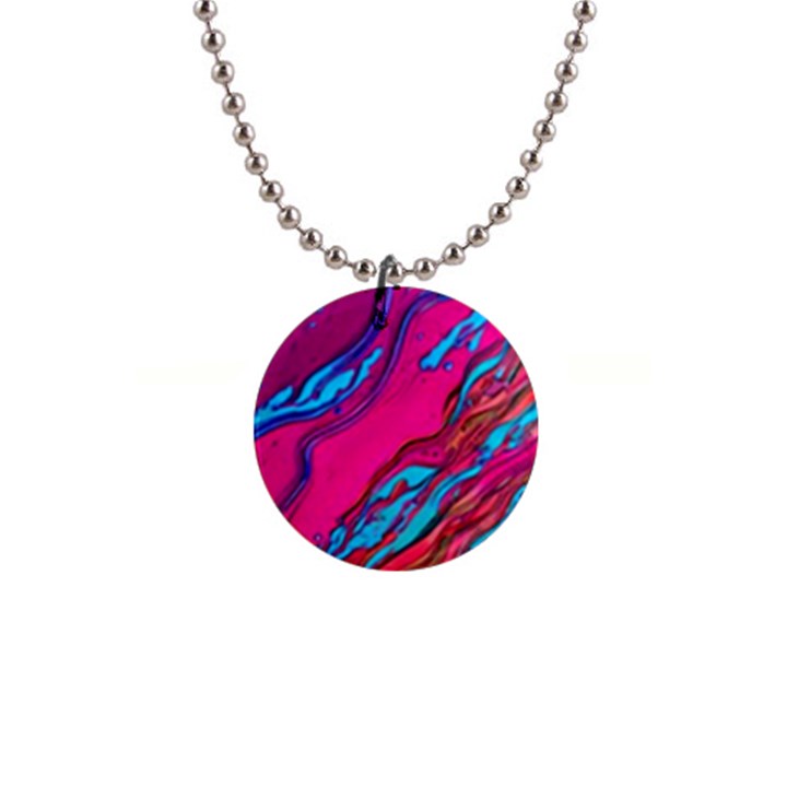 Colorful Abstract Fluid Art 1  Button Necklace