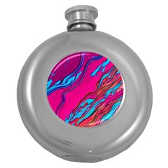 Colorful Abstract Fluid Art Round Hip Flask (5 Oz) by GardenOfOphir