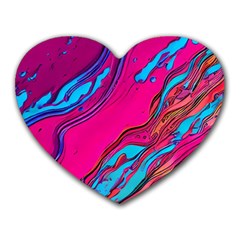 Colorful Abstract Fluid Art Heart Mousepad by GardenOfOphir