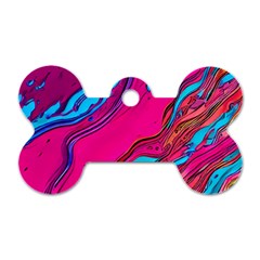 Colorful Abstract Fluid Art Dog Tag Bone (one Side) by GardenOfOphir