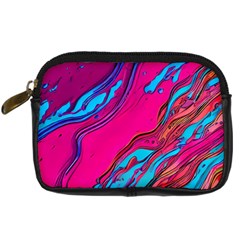 Colorful Abstract Fluid Art Digital Camera Leather Case by GardenOfOphir