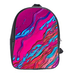 Colorful Abstract Fluid Art School Bag (large)