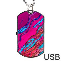 Colorful Abstract Fluid Art Dog Tag Usb Flash (two Sides) by GardenOfOphir