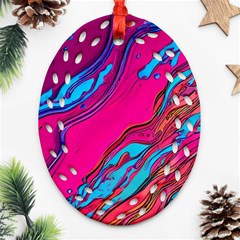 Colorful Abstract Fluid Art Ornament (oval Filigree) by GardenOfOphir