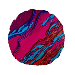 Colorful Abstract Fluid Art Standard 15  Premium Round Cushions by GardenOfOphir