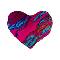 Colorful Abstract Fluid Art Standard 16  Premium Heart Shape Cushions by GardenOfOphir