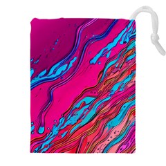 Colorful Abstract Fluid Art Drawstring Pouch (4xl) by GardenOfOphir