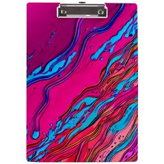 Colorful Abstract Fluid Art A4 Acrylic Clipboard by GardenOfOphir